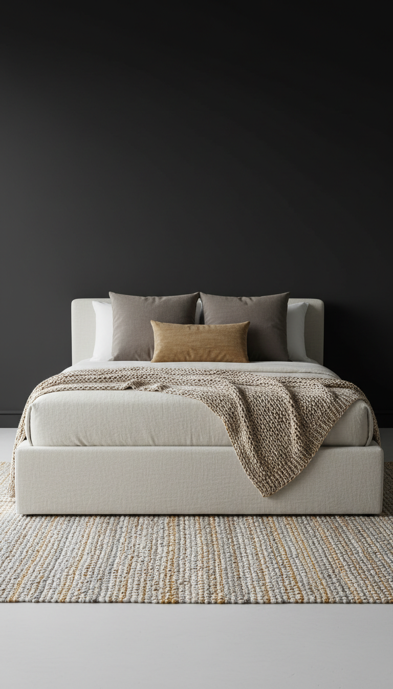 Ivory Linen platform bed