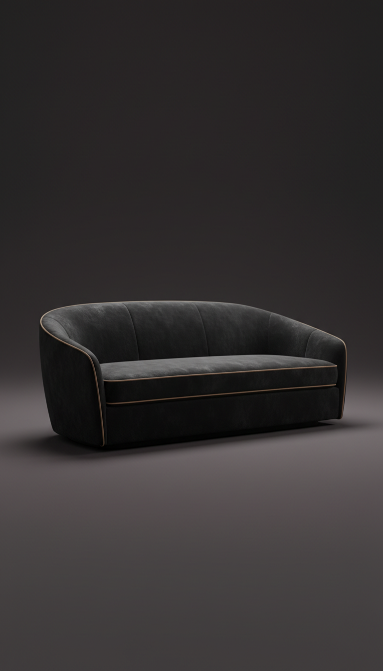 Obsidian Black Velvet Sofa