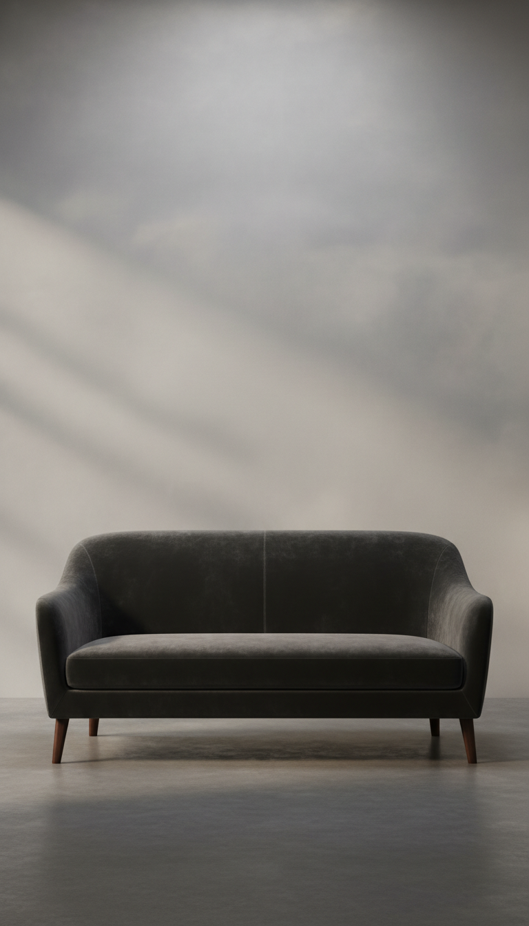 Custom Velvet Sofa With Deep Seat