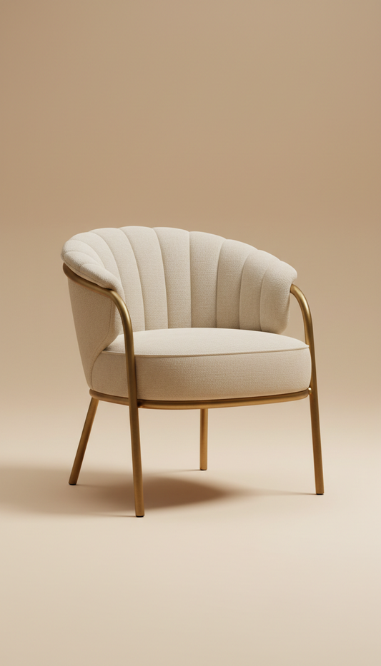 Matte gold accent chair with sculpted frame
