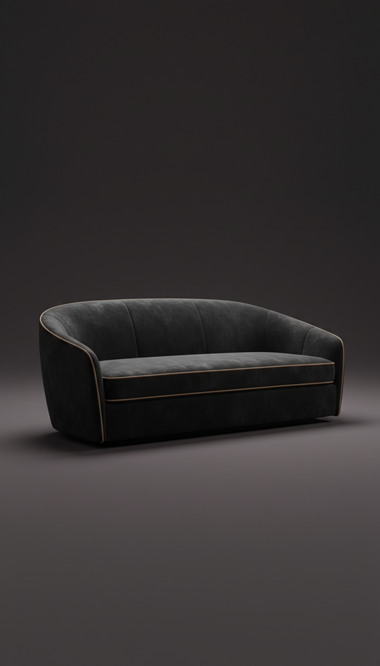 Obsidian Black Velvet Sofa