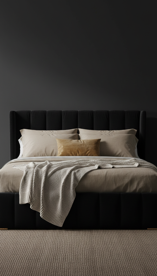 Noir Shadow velvet king bed