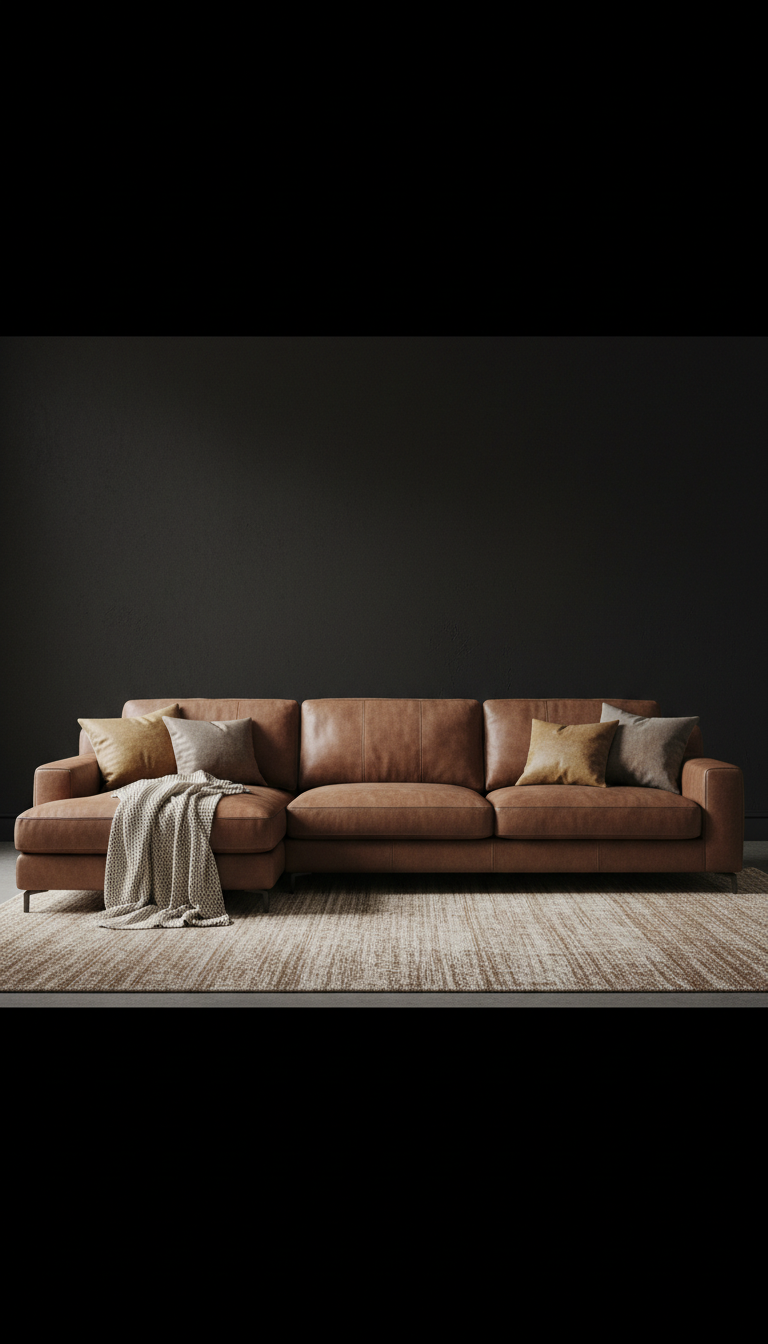 Sable Brown leather sectional sofa